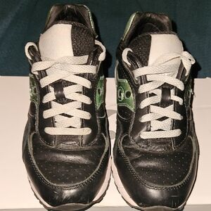 Saucony All Leather Black Teal And Grey Athletic Shoes
